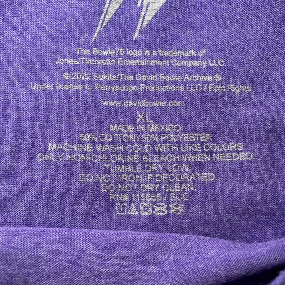 David Bowie Ziggy Stardust Graphic Band T-Shirt Purple XL 2022 Rock Music Tee - Picture 3 of 5